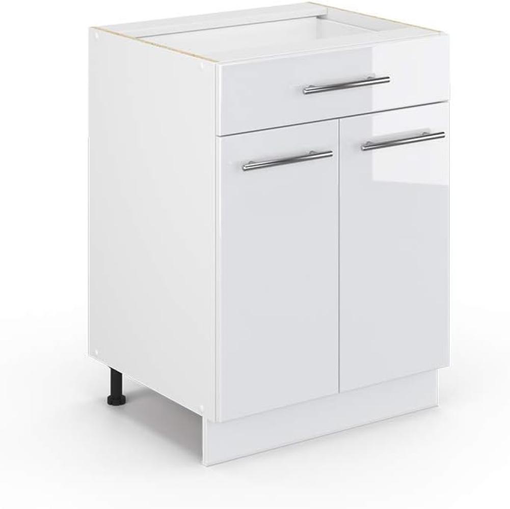 Vicco Küchenschrank Hängeschrank Unterschrank Küchenzeile Hochglanz Fame-Line (Weiß Hochglanz, Schubunterschrank 60 cm) Bild 1