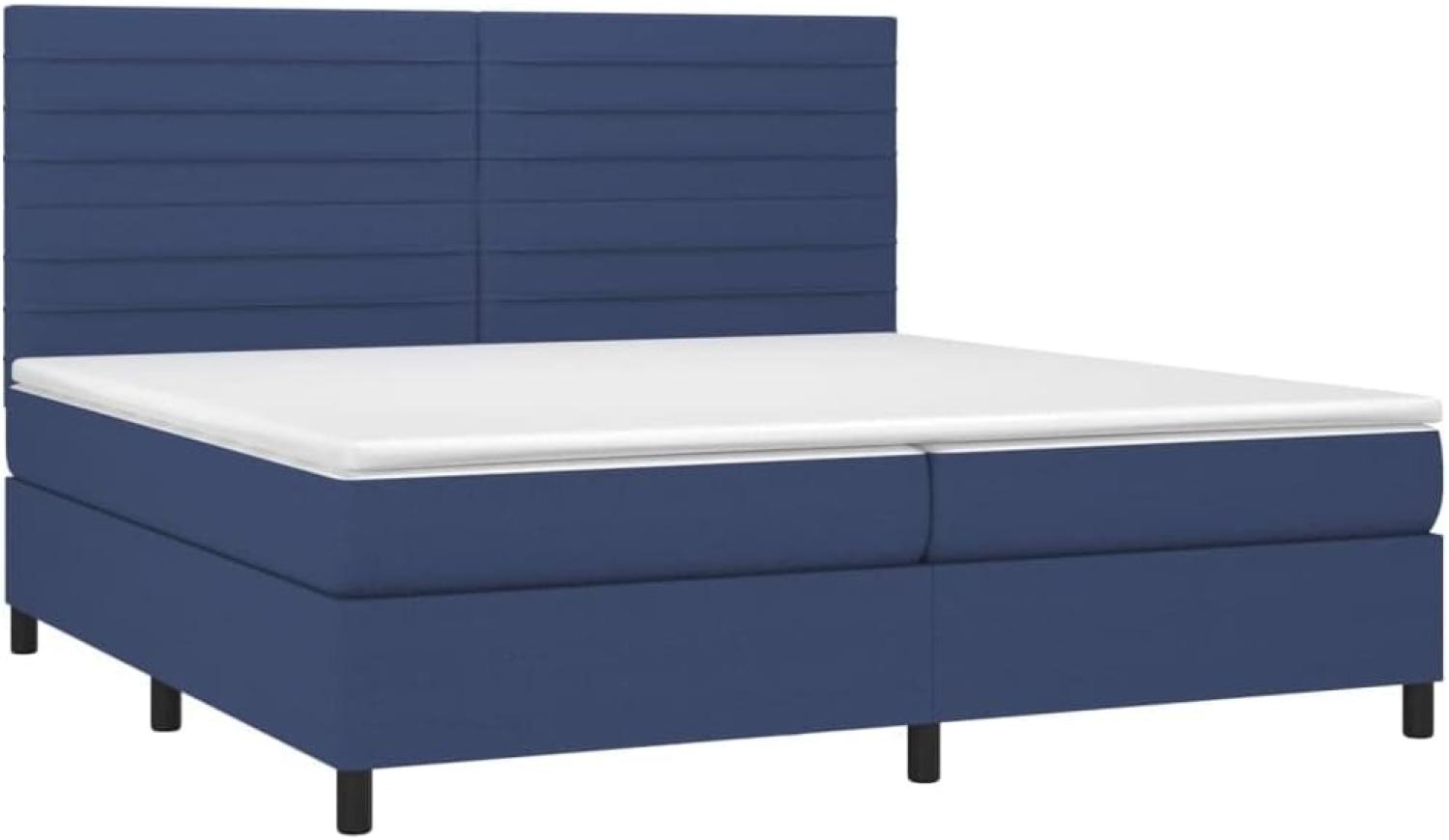 vidaXL Boxspringbett mit Matratze Blau 200x200 cm Stoff, Härtegrad: H2 [3141887] Bild 1