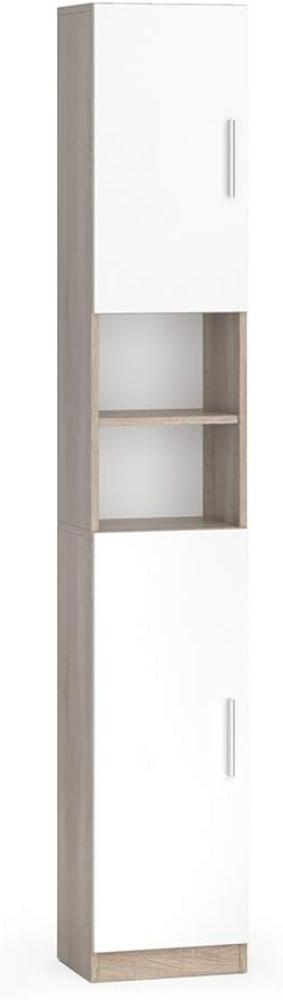 VICCO Anstellschrank LUIS Waschmaschinenschrank Badmöbel Badschrank Sonoma Weiß Bild 1