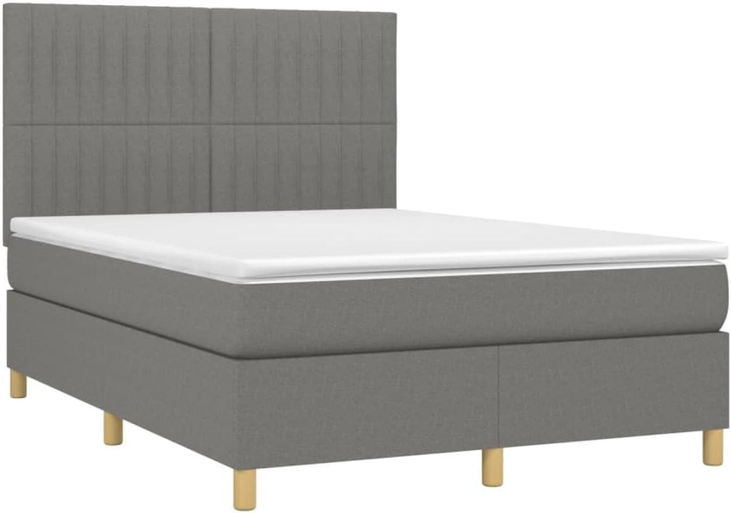 vidaXL Boxspringbett mit Matratze Dunkelgrau 140x200 cm Stoff 3142498 Bild 1