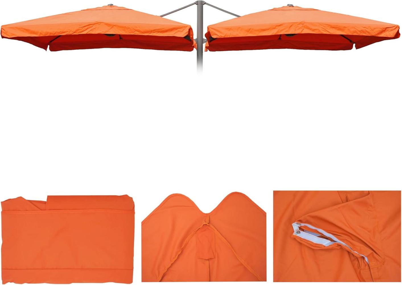 Sonnenschirmbezug T44, 8 Streben 3x3m Polyester, Ersatz-Bezug für Doppel-Ampelschirm T44 ~ terracotta mit Flap Bild 1
