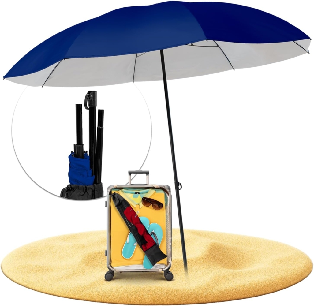 Styngard Sonnenschirm Reise Sonnenschirm Nizza, LxB: 180,00x155,00 cm, mit UV Schutz 50+ - Strandschirm Sonnenschirm Strand mit Abspannleinen Bild 1
