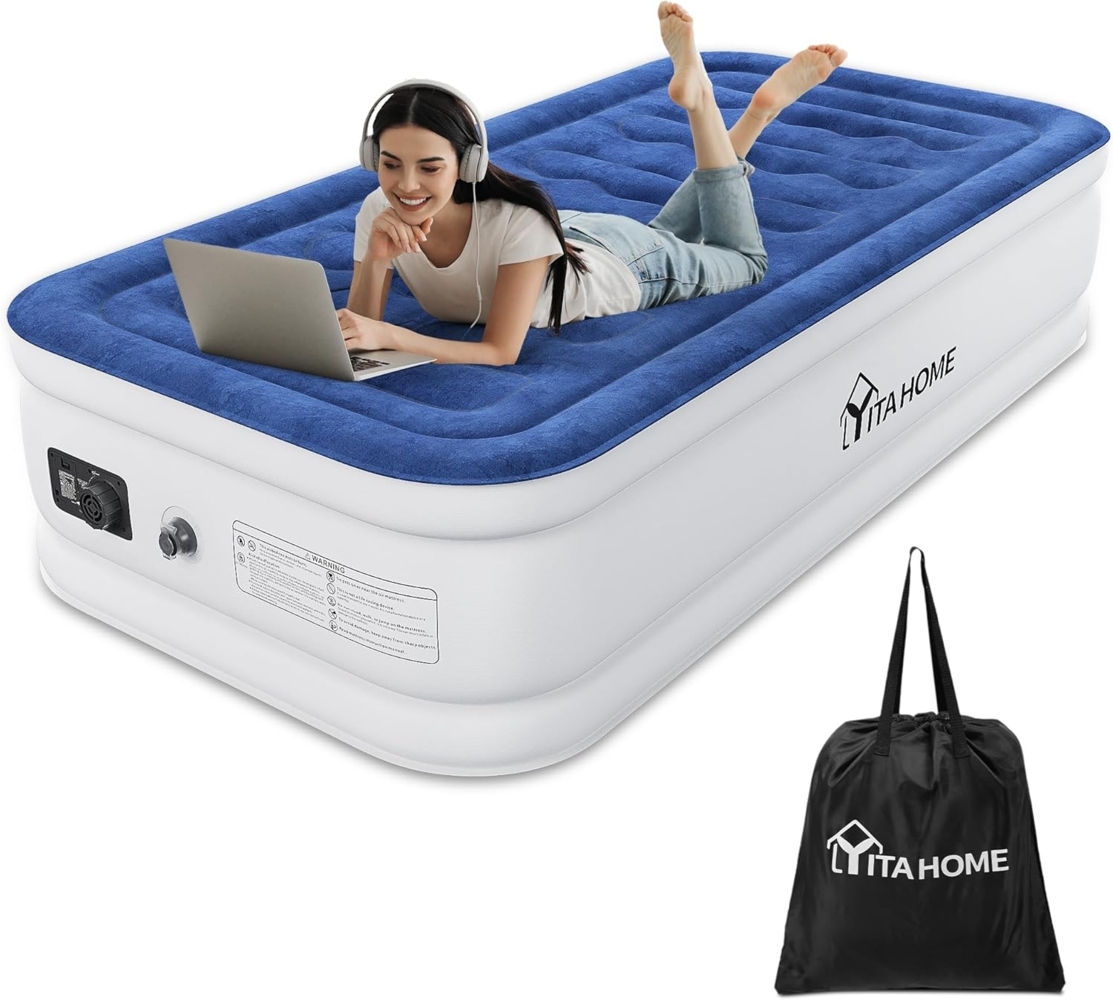 YITAHOME Luftmatratze Selbstaufblasend 1 Person, Luftbett mit Integrierter Elektrischer Luftpumpe,Aufblasbare Matratze Bett mit Aufbewahrungstasche für Camping Gästebett, 150KG MAX, 191 x 99 x 46cm Bild 1