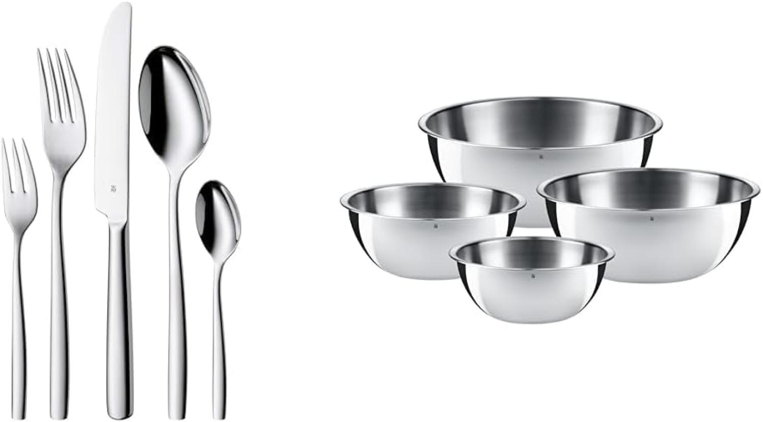 WMF Palma Besteck Set 12 Personen, Essbesteck 60 teilig Monobloc-Messer & Gourmet Schüsselset 4-teilig Edelstahl Schüsseln für die Küche 0,75l - 2,75l, Cromargan, stapelbar Bild 1