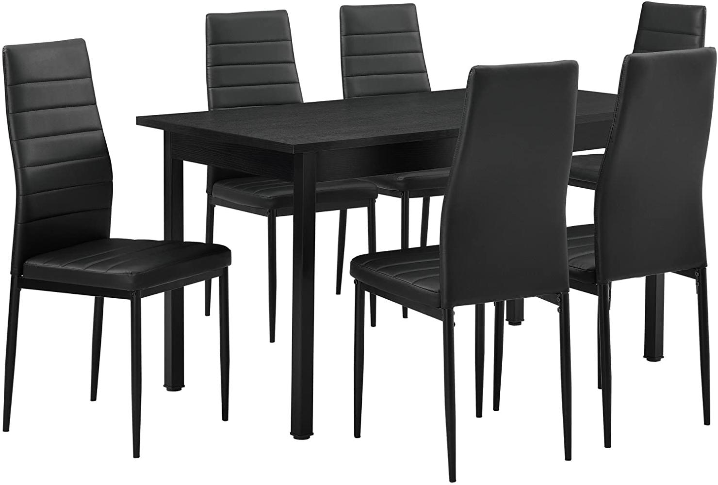 Essgruppe Bjerkvik (Set, 7-tlg) 140x60 cm Schwarz [en. casa] Bild 1