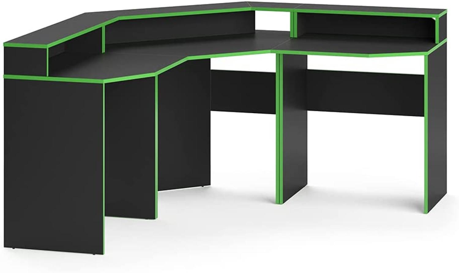 Vicco Computermöbelset, 2 Computertisch (kurz), 1 Computertisch (Ecke), Computerecktisch kurz Kron, Schwarz/Grün Bild 1