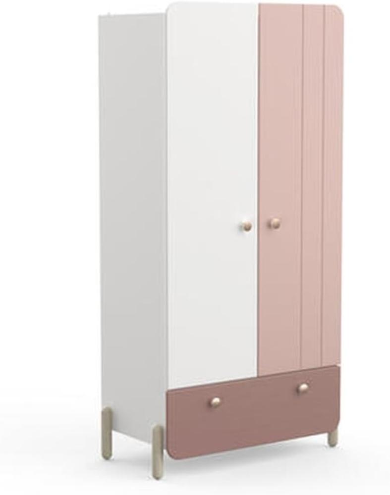 Kleiderschrank >Jade< in matt rosa/matt weiss - 95x188x52 (BxHxT) Bild 1