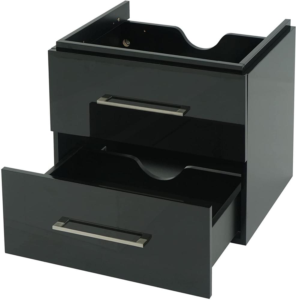 Premium Waschbeckenunterschrank HWC-D16, Waschtischunterschrank Waschtisch Badmöbel, hochglanz 60cm ~ schwarz Bild 1