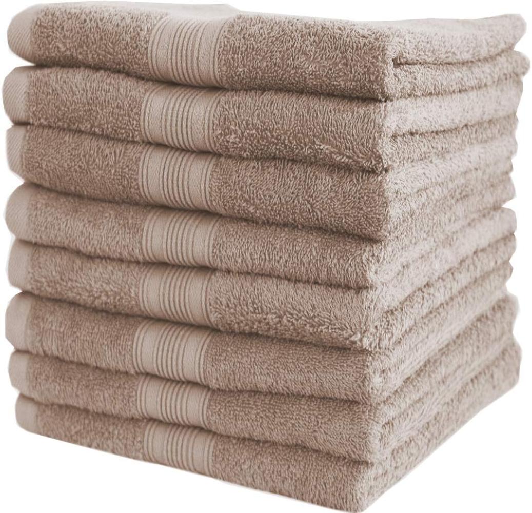 NatureMark 8er Pack Frottier Handtücher 50x100cm, 100% Baumwolle, Sand/Beige, 50 x 100 cm Bild 1