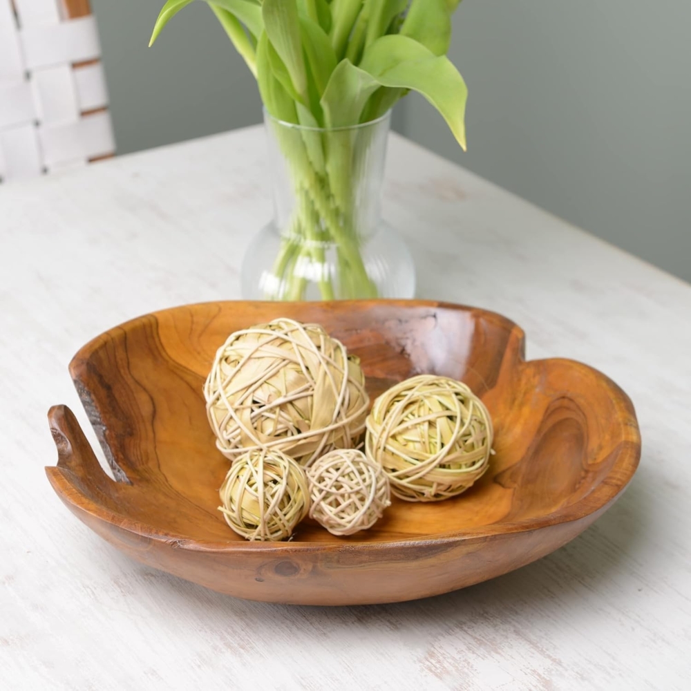 wohnfreuden Dekoschale Teakholz Schale 30-35 cm lasiert, elegant, 1041 Bild 1