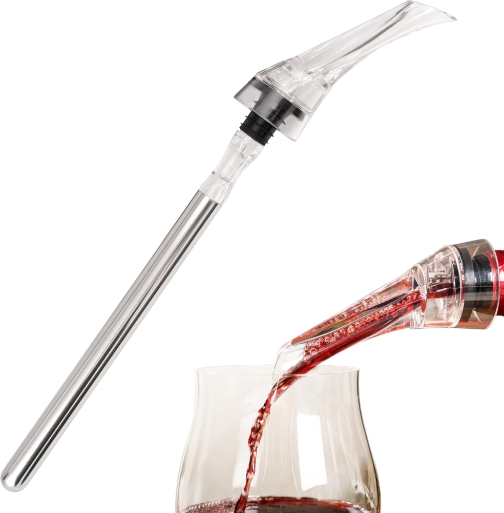 bremermann Dekantierausgießer Dekanter Wein-Ausgießer mit Edelstahl-Kühlstab, Dekantier-Belüfter Bild 1