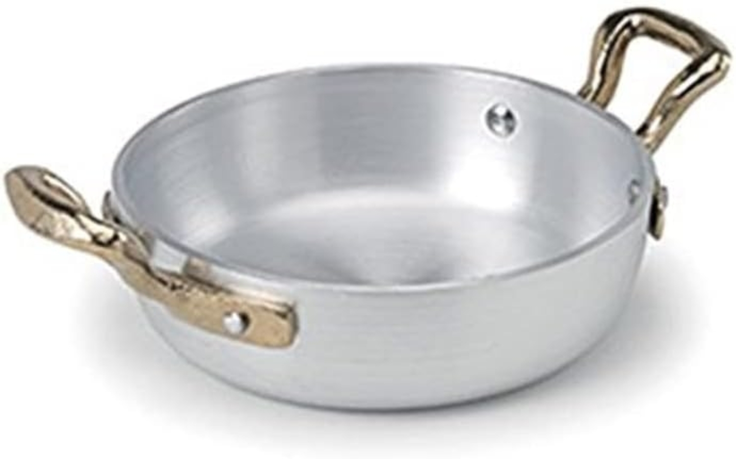 Pentole Agnelli Kollektion 1932 anrösten A Servieren aus Aluminium mit Zwei Griffen in Messing, Durchmesser 100 mm Cod. alma11010 Bild 1