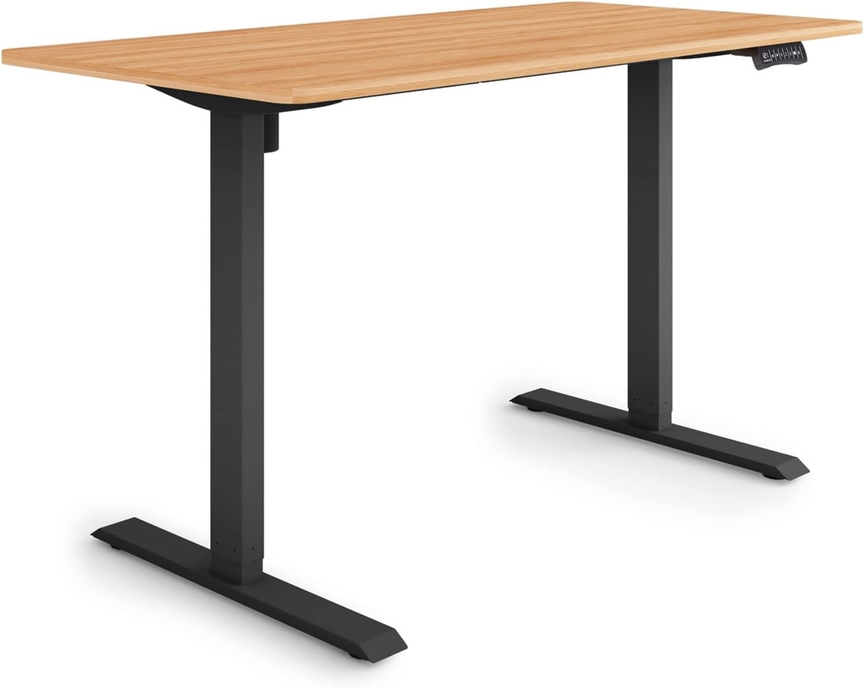 ESMART Germany ETX-121BM 140x70 cm Ahorn Dekor Ergonomischer Steh-Sitz-Schreibtisch Stufenlos elektrisch höhenverstellbar 73,5-123,5cm 3X Memory Aktivitätserinnerung Soft-Start/Stopp Schnelle Montage Bild 1