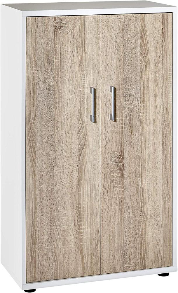 MÖBELPARTNER Aktenschrank Büroschrank Kommode Weiß/Sonoma 110,9 x 65,1 x 34,5 cm Bild 1