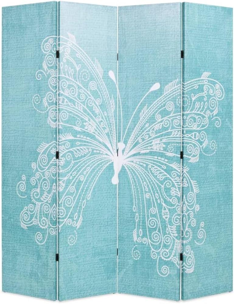 Raumteiler klappbar 160 x 170 cm Schmetterling Blau Bild 1