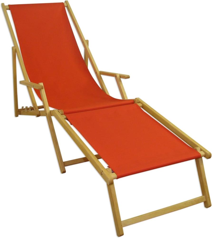 Holz-Liegestuhl Strandliege mit viel Zubehör nach Wahl, Stofffarbe terracotta V-10-309N Bild 1