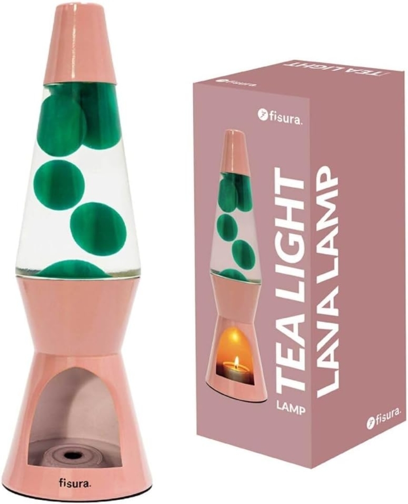 Fisura - Lavalampe mit Kerze. Rosa und grüne Lavalampe. Umweltfreundliche Lampe. Originelles Geschenk. 29x8,5 cm (Kerze Nicht enthalten) Bild 1