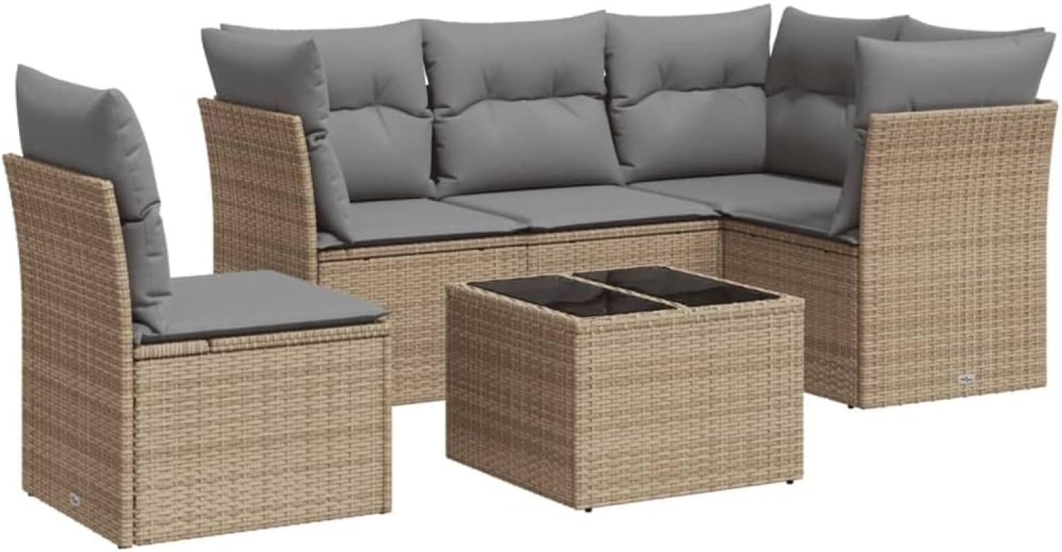 vidaXL 6-tlg. Garten-Sofagarnitur mit Kissen Beige Poly Rattan 3249488 Bild 1