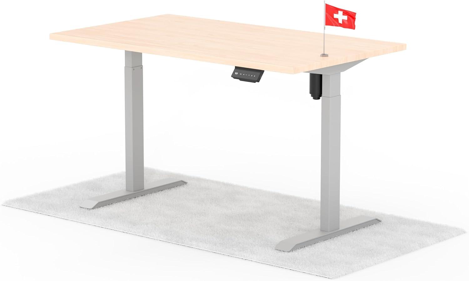 elektrisch höhenverstellbarer Schreibtisch ECO 140 x 80 cm - Gestell Grau, Platte Eiche Bild 1