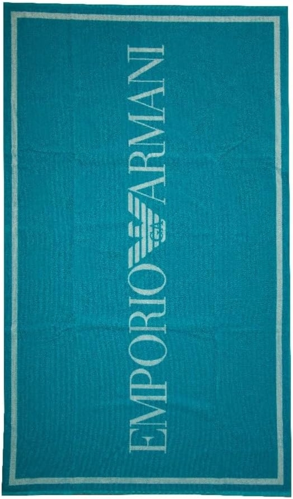 EMPORIO ARMANI Unisex Strandtuch - Badetuch, Logo, Baumwolle Türkis 170x100 cm Bild 1