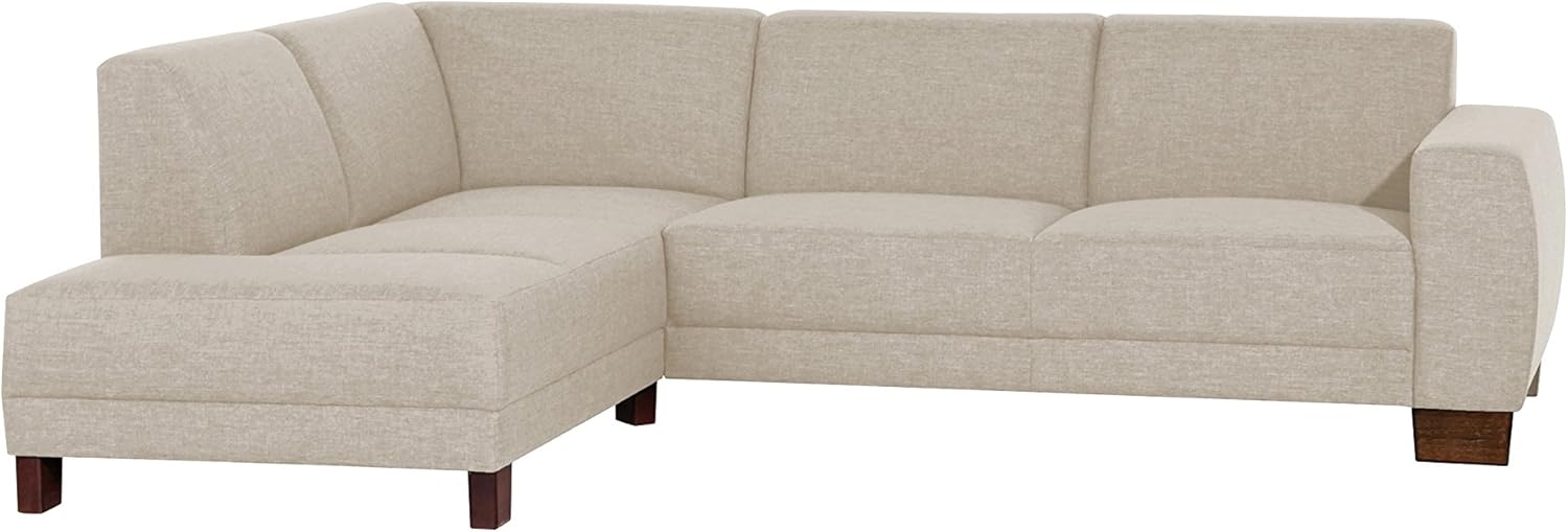 Blackpool Ecksofa Flachgewebe Leinenoptik Creme Buche Nussbaumfarben Bild 1