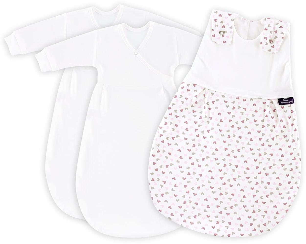 Träumeland Babyschlafsack LIEBMICH 3tlg. Set Herz rosa, Größe 56/62 Bild 1