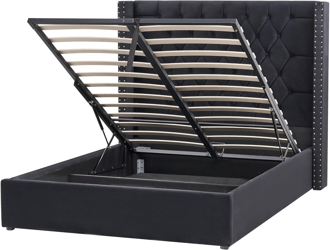 Polsterbett 'LUBBON' inkl. Bettkasten, ohne Matratze Schwarz 140x200 cm Bild 1