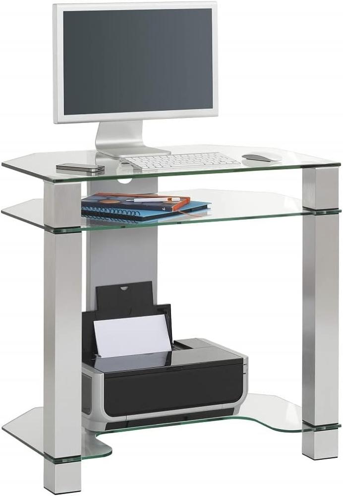 Schreibtsich Computertisch 1651 Metall Alu Klarglas 80 x 77 x 50 cm Bild 1