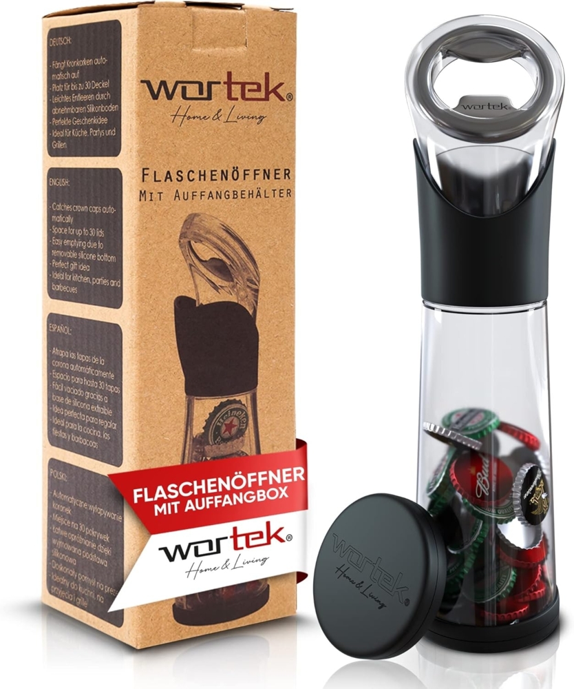 wortek Flaschenöffner Getränkeöffner mit Auffangbehälter Bieröffner (Set, 2-tlg), Geschenk für Männer und Bierliebhaber Biergeschenk Bild 1
