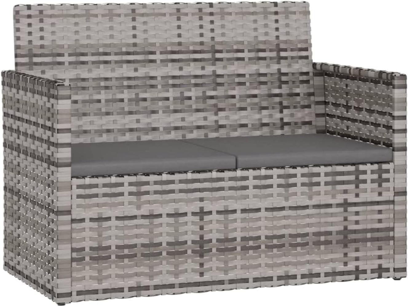 vidaXL Gartenbank mit Kissen Grau 105 cm Poly Rattan 362317 Bild 1