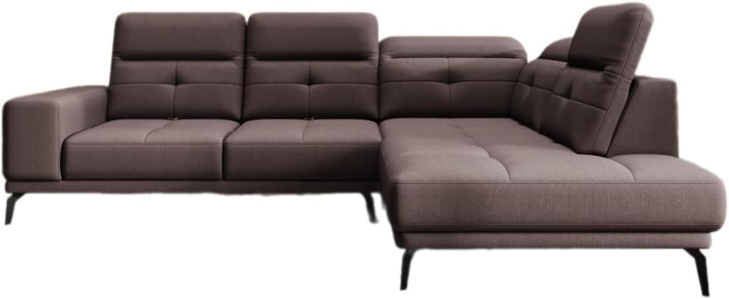 Designer Sofa Isabella mit verstellbarer Kopf- und Rückenlehne Stoff Dunkelbraun Rechts Bild 1