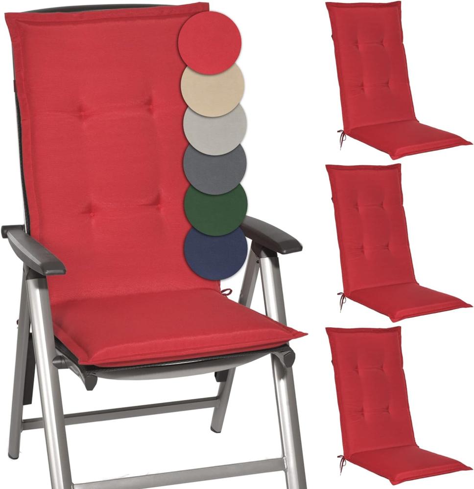 Beautissu 4er Set Hochlehner Auflagen Loft HL 120x50x6cm Rot Bild 1