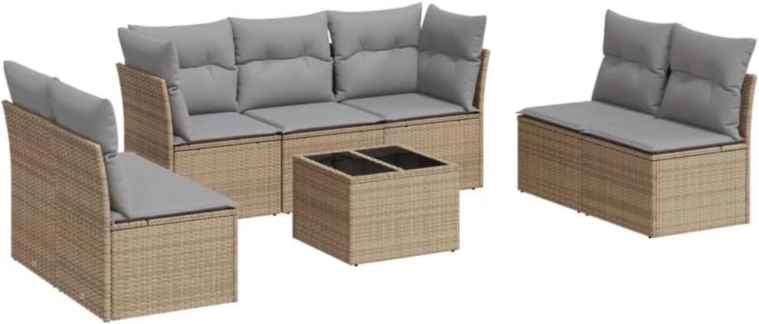 vidaXL 8-tlg. Garten-Sofagarnitur mit Kissen Beige Poly Rattan 3217419 Bild 1