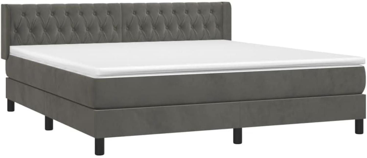 vidaXL Boxspringbett mit Matratze Dunkelgrau 180x200 cm Samt 3131154 Bild 1