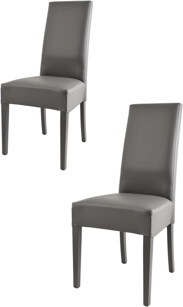 Tommychairs - 2er Set Moderne Stühle Luisa für Küche und Esszimmer, robuste Struktur aus lackiertem Buchenholz Farbe Dunkelgrau, Gepolstert und mit dunkelgrauem Kunstleder bezogen Bild 1