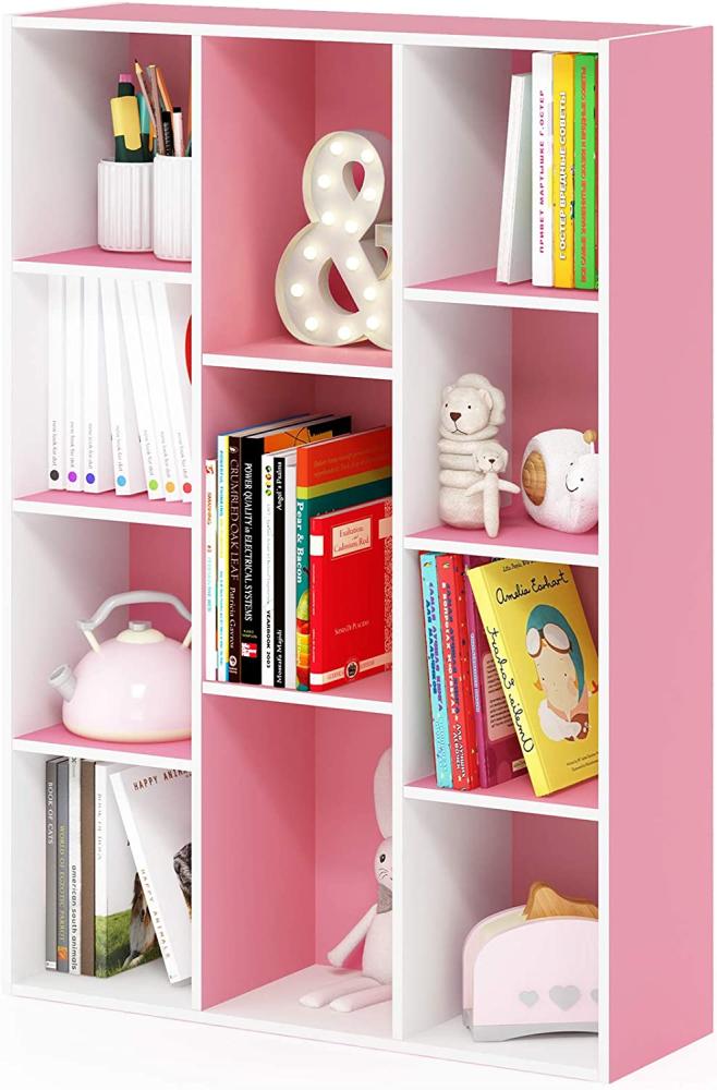 Furinno offenes Bücherregal mit 11 Fächern, holz, Weiß/Rosa, 23. 88x73. 91x105. 92 cm Bild 1