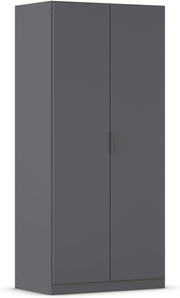 Rauch Möbel Lagoa, Kleiderschrank, Garderobe für Schlafzimmer, Kinderzimmer, Jugendzimmer 2-türig, mit Zubehör Classic, Farbe Grau metallic, Schwarz, Breite 91 Bild 1