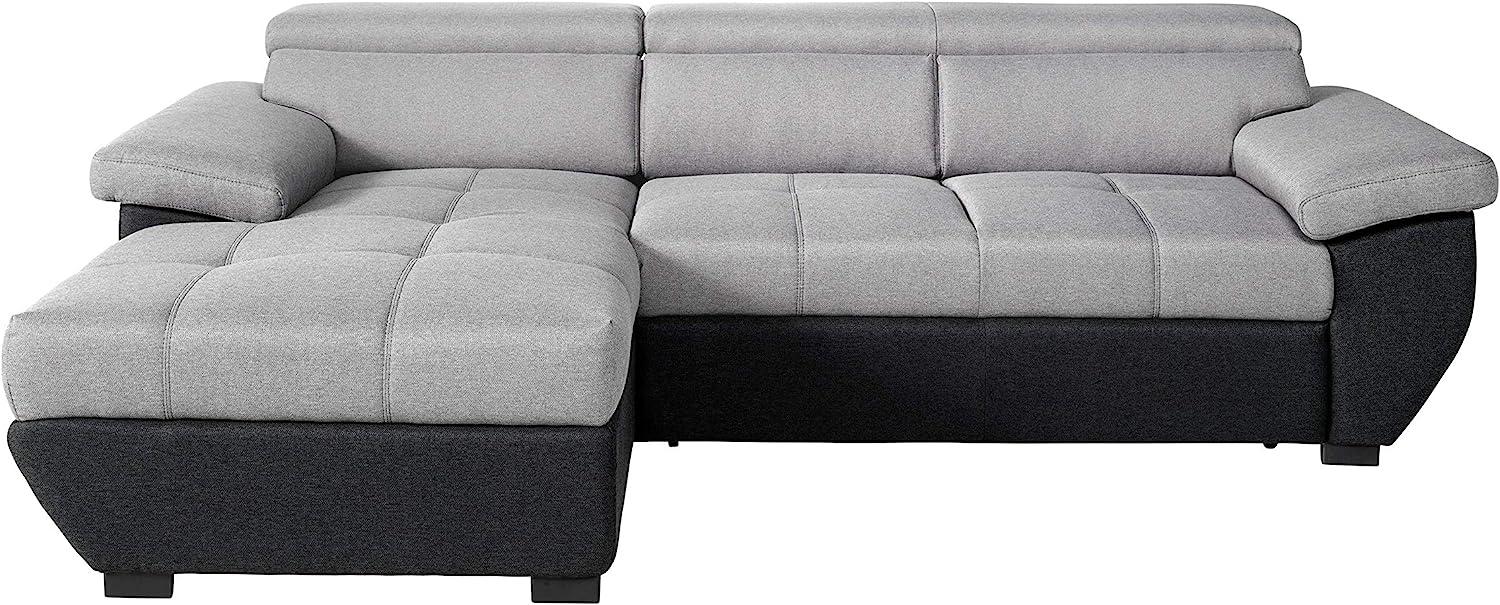 Mivano Ecksofa Speedway / Moderne Couch in L-Form mit verstellbaren Kopfteilen und Recamiere / 267 x 79 x 170 / Zweifarbig: Grau-Schwarz Bild 1