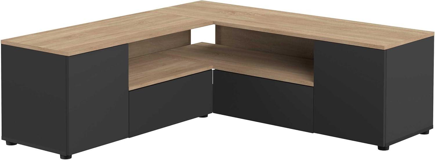 Temahome TV-Schrank mit Winkel, Eiche, Black & Oak, 130x40x46 cm (LxPxH) Bild 1