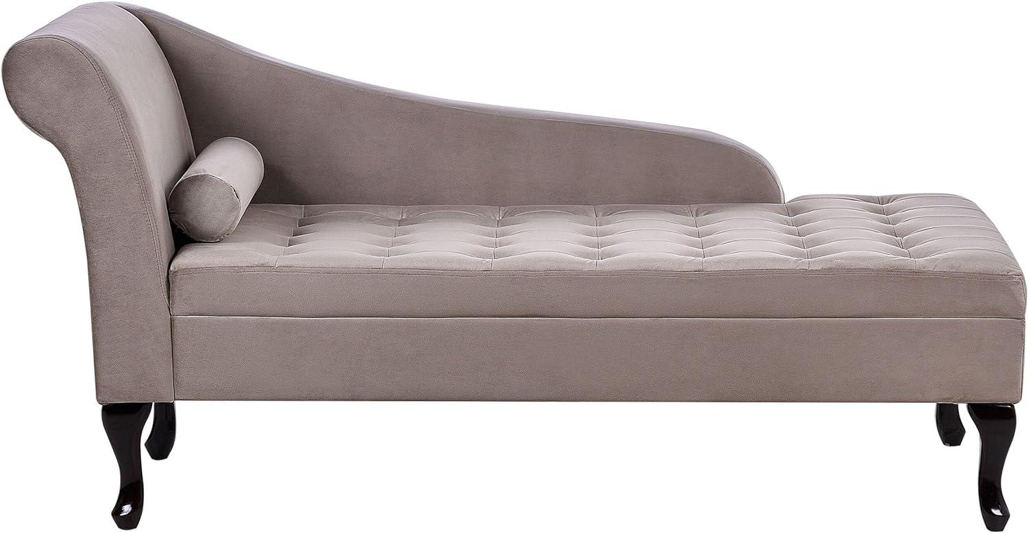 Chaiselongue Samtstoff taupe mit Bettkasten linksseitig PESSAC Bild 1