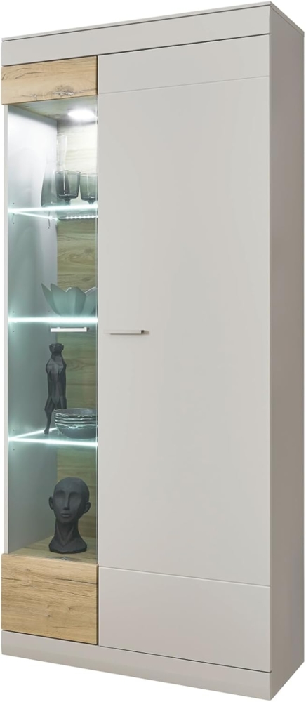 Vitrine Griego in grau matt und Eiche 90 x 199 cm Bild 1