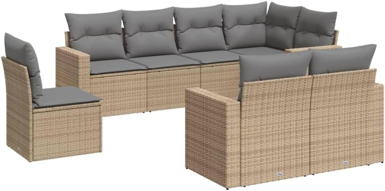 vidaXL 8-tlg. Garten-Sofagarnitur mit Kissen Beige Poly Rattan 3251576 Bild 1