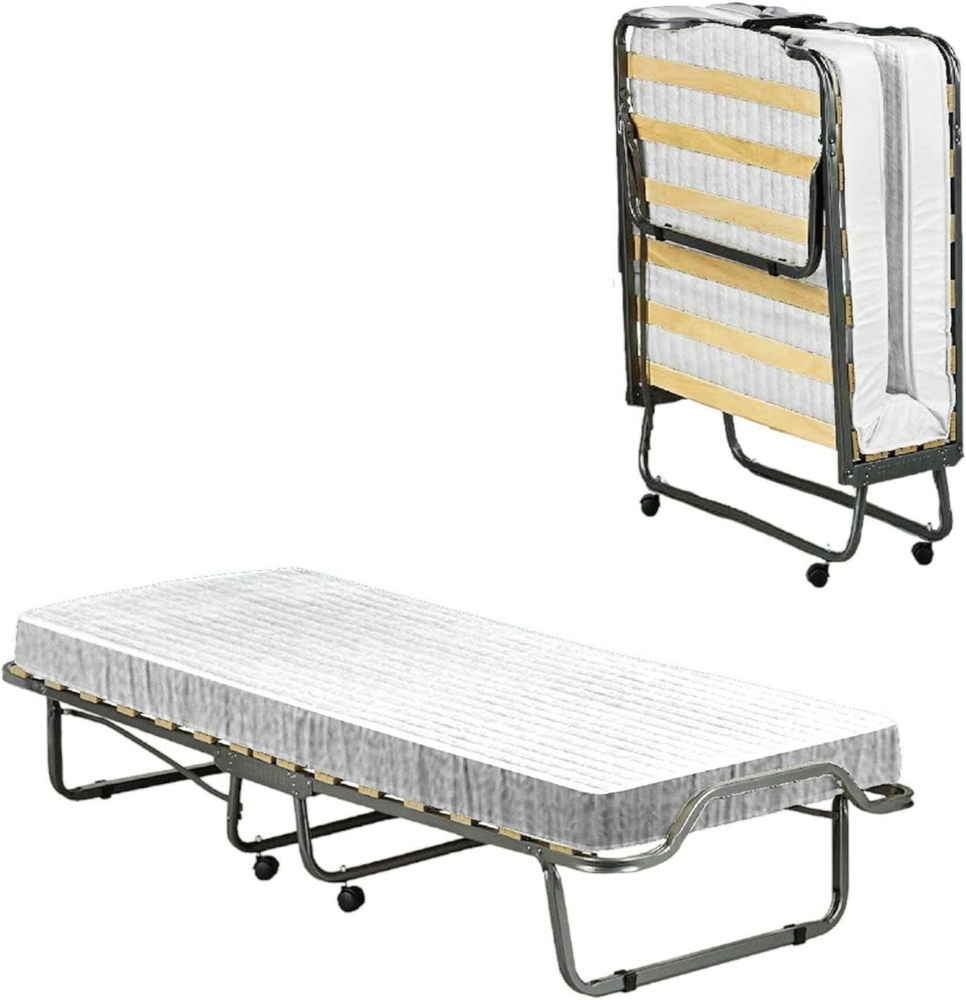 Talamo Italia - Klappbett Vania, Feldbett mit 15 Latten, inklusive Matratze, platzsparendes Kinderbett, 100% Made in Italy, 80 x 190 x 39 cm Bild 1