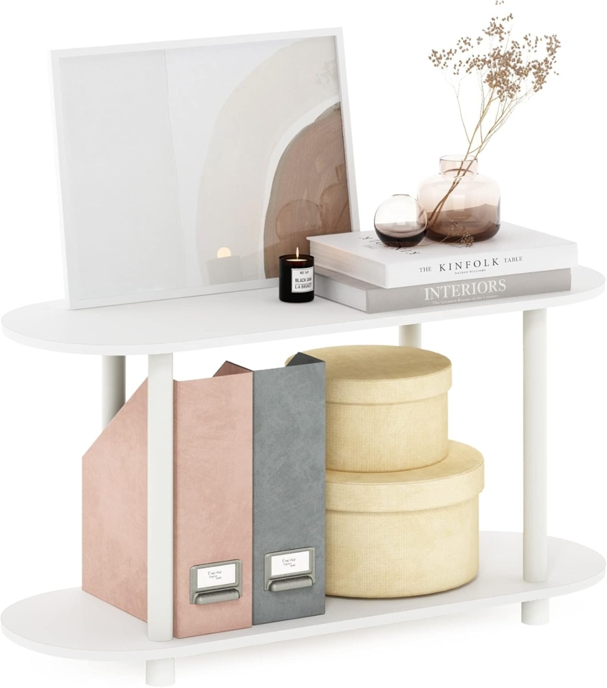 Furinno Turn-N-Tube No Tools Moderner ovaler Beistelltisch, Weiß/Virgin Weiß Bild 1