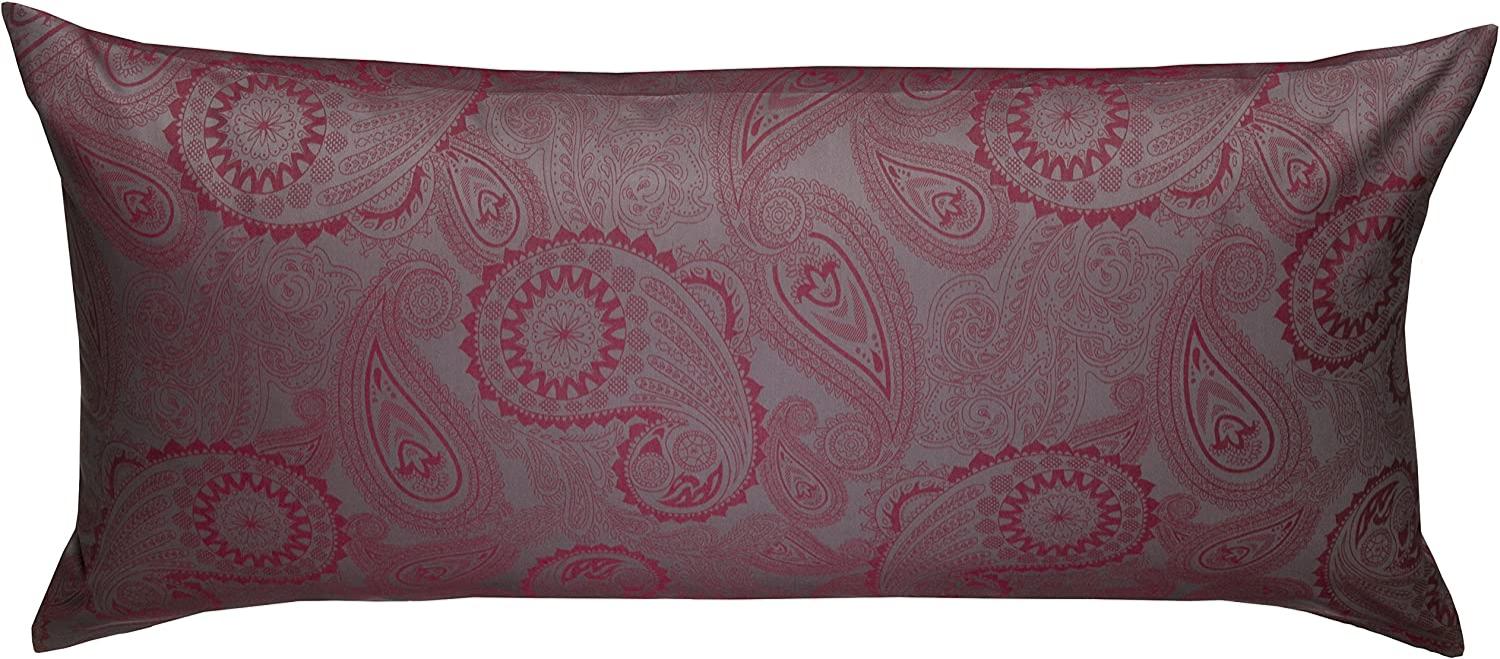 Bettwaesche-mit-Stil Mako-Satin Damast Paisley Bettwäsche "Davos" rot - grau Kissenbezug 40x80 cm Bild 1