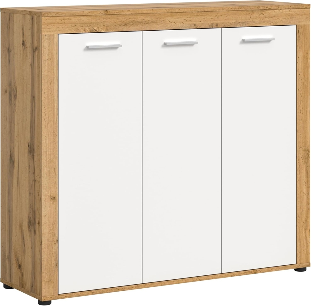 xonox. home Garderobe Jam X8BK6608 Schuhschrank Garderobenschrank Schrank in Wotan Eiche Nb, weiß. ca. 120 x 108 x 37 cm Bild 1