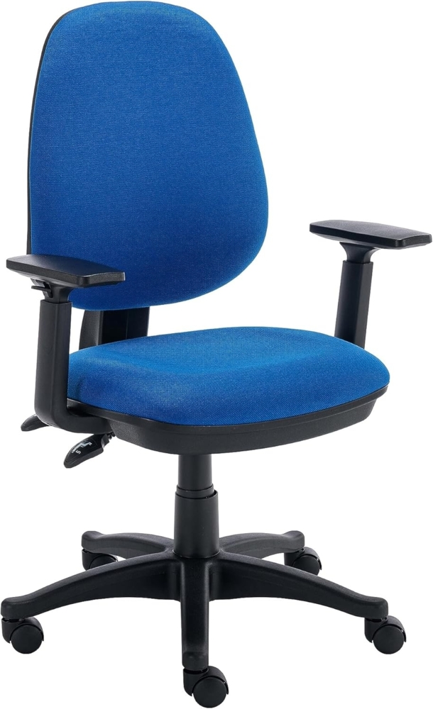 Office Hippo 2 Hebel-Dreharme, Computertisch, Gebogene Rückenlehne, verstellbare Rückenlehne, Heimbürostuhl mit Rollen, hält bis zu 115 kg, 2 Jahre schwer, Königsblau, 65 x 65 x 93 bis 109 cm Bild 1