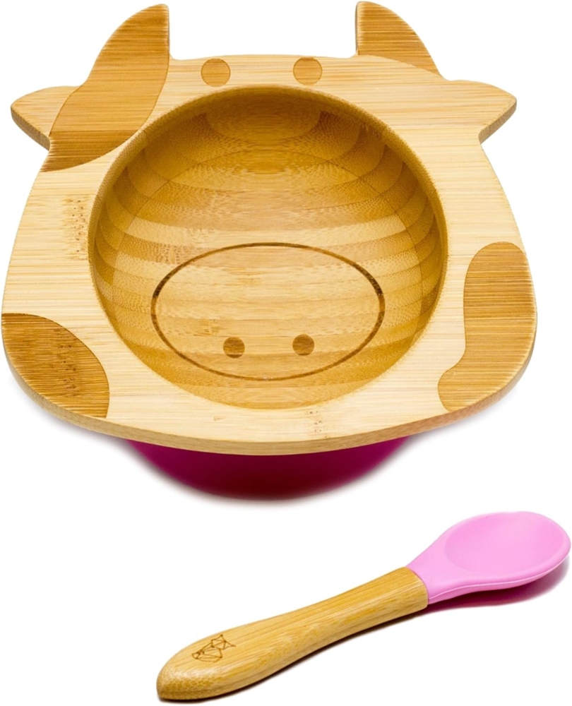 Kleinfuchs Babyteller Bambus Kuh rosa Bild 1