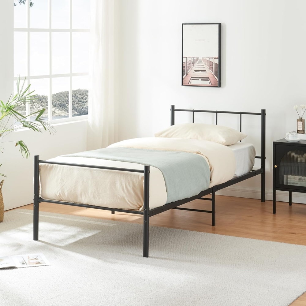 en.casa 'Laos' Metallbett mit Lattenrost, schwarz, 90x200 cm Bild 1