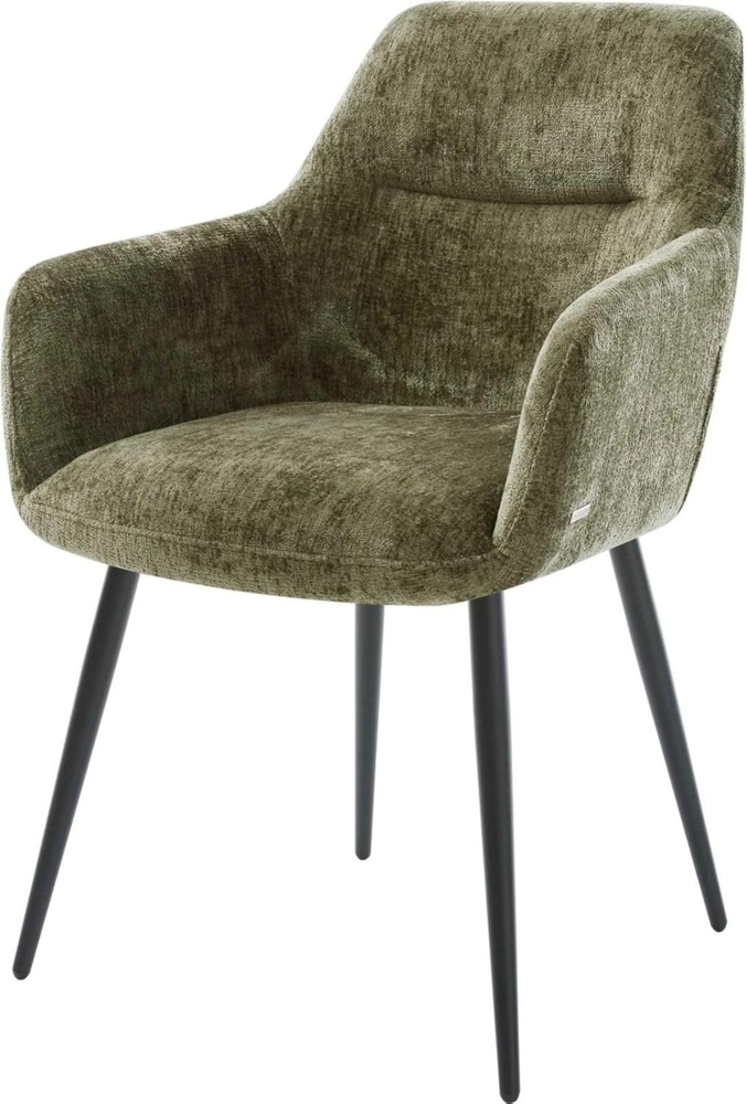 Esszimmerstuhl Pejo-Flex Chenille Olive 4-Fuß konisch Schwarz Taschenfederkern Bild 1